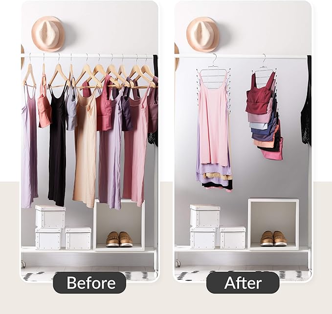ZEDODIER 3 Pack Tank Top Hanger Space Saving, Bra Hangers for Closet Organizer, Hanging Bra Organizer Tank Tops Holder with 24 Hooks, Metal Closet Organizers and Storage Small Space Solutions, Silver