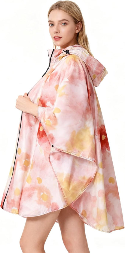Hooded Rain Ponchos for Adult - Rain Coat and Rain Jacket with Waterproof Pocket and Zipper