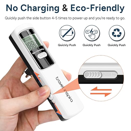 Battery-Free Luggage Scale, Suitcase Scale for Travel, 110 lbs/50 kg, Portable Handheld Weight Scale, No Batteries Needed