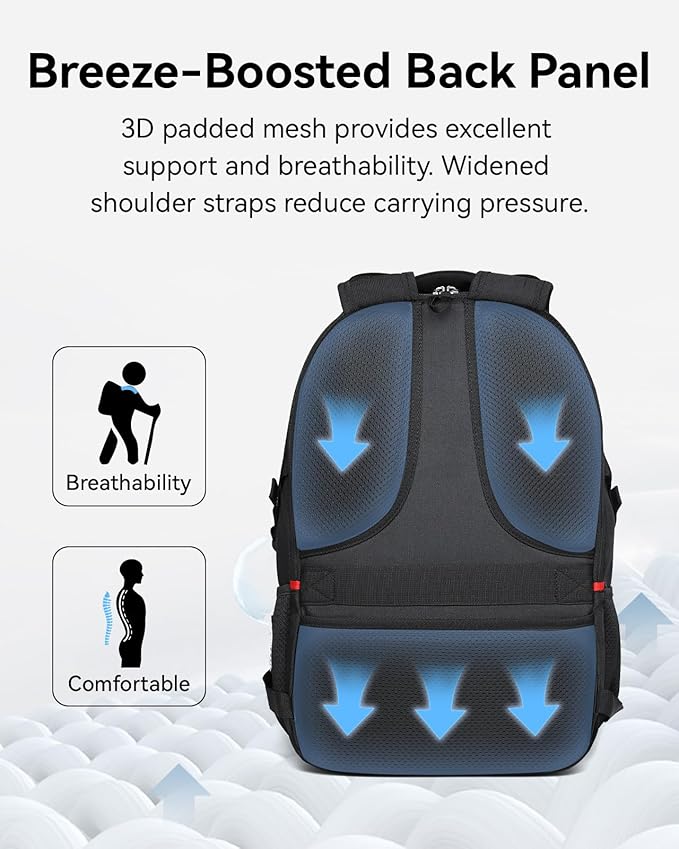 CROSSGEAR Travel Laptop Backpack for Men, 15.6-Inch Large Computer Business Backpack, Multi-pocket, USB Port, Breathable Padded, Water Resistant Work Casual Daypacks