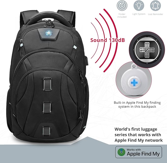 Swissdigital Design Men's Travel Laptop Backpack, TSA Friendly USB Charging RFID Protection Backpack for College and Business, Fits 17" Laptops Black | SD1644FB-01