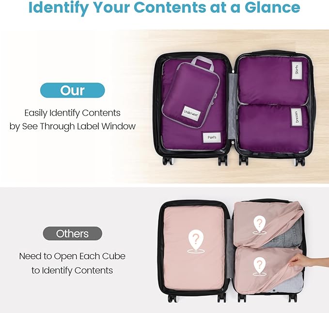 Cambond Compression Packing Cubes for Travel Women - Expandable Travel Bags Luggage Organizers Travel Essentials Compression Cubes for Travel Carry on Suitcases Organizer