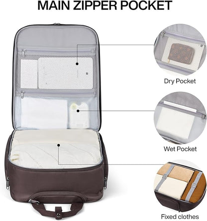 Hanke Softside Expandable Underseat Carry On luggage for Airplanes,Travel Luggage Rolling Bag Personal Item Bag Small Suitcase,Coffee,16-Inch