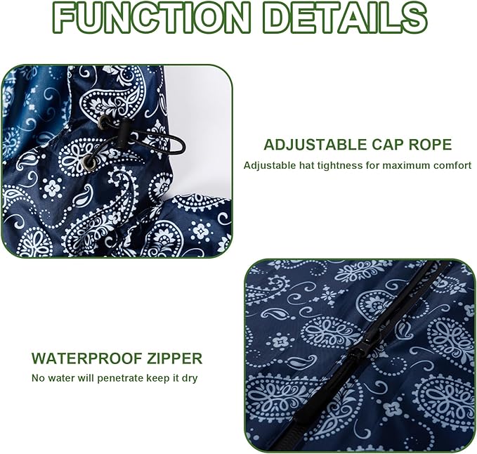 Hooded Rain Ponchos for Adult - Rain Coat and Rain Jacket with Waterproof Pocket and Zipper