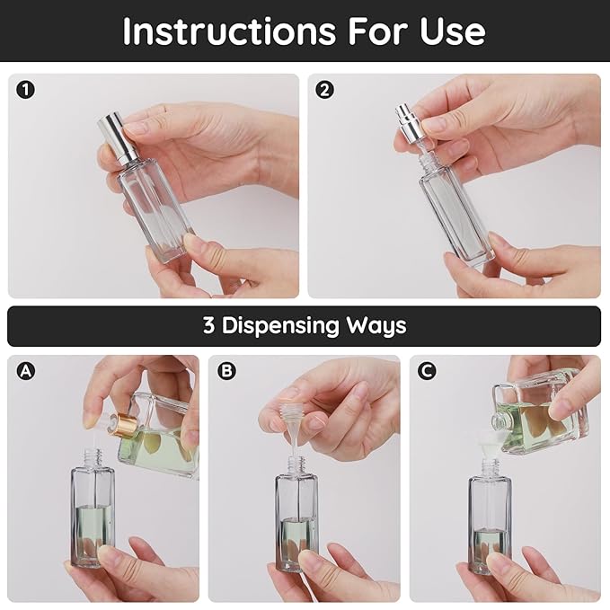 Segbeauty Travel Size Perfume Refill Bottle, 5 Set of 20ml Glass Perfume Spray Bottle Atomizer, Mini Portable Travel Cologne Dispenser Fine Mist Sprayer Toiletries Accessories Kit for Men Women