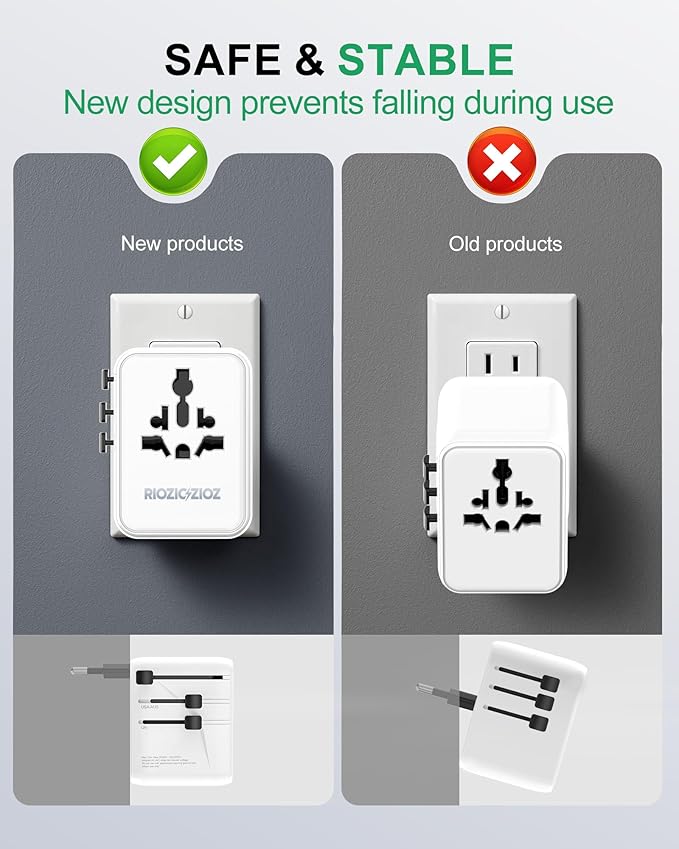 70W Universal Travel Plug Adapter,7-Port PD&QC Fast Charging Power Adapter(2AC&2USB-A&3USB-C),Worldwide Outlet Wall Charger for USA/EU/UK/AUS Over 200 Countries-Type C/A/G/I