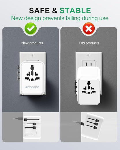 35W Universal Travel Plug Adapter,7-Port PD&QC Fast Charging Power Adapter,Worldwide Outlet Wall Charger for USA/EU/UK/AUS Over 200 Countries-Type C/A/G/I