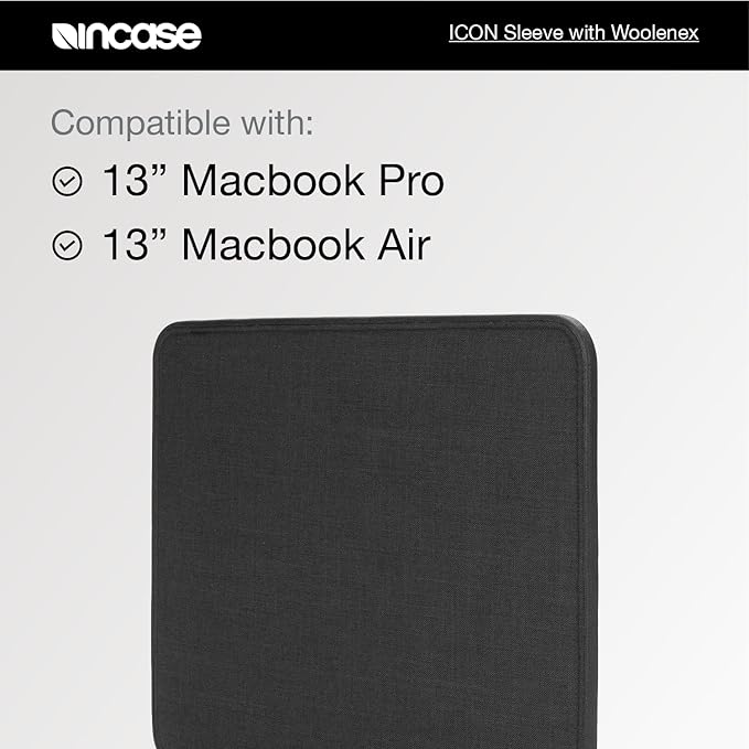 Incase ICON Sleeve with Woolenex - MacBook Air 13 inch M1, 2020, 2019, 2018 & MacBook Pro 13 inch 2019, 2018, 2017, 2016 Case - Fitted MacBook Case, Laptop Sleeve, Hard Cover, Durable (Blush Pink)