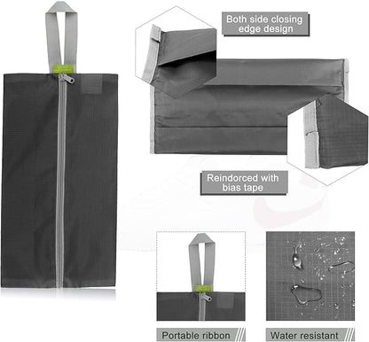 BeeGreen Grey Shoe Organizer Set - 6 Pack Shoe Bags For Travel with Zipper Closure and Handle,Stylish and Portable Nylon Shoe Storage for Men and Women's Travel Gifts and Home Storage