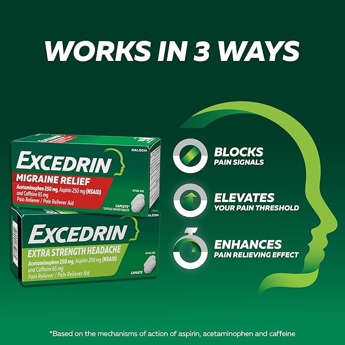 Excedrin Migraine Relief Caplets to Alleviate Migraine Symptoms - 200 Count
