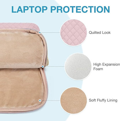 BAGSMART Laptop Case Compatible with 13-13.3 inch Notebook,Compatible with MacBook Pro 14 Inch,MacBook Air,Protective Carrying Bag with Pocket,Handles,Pink