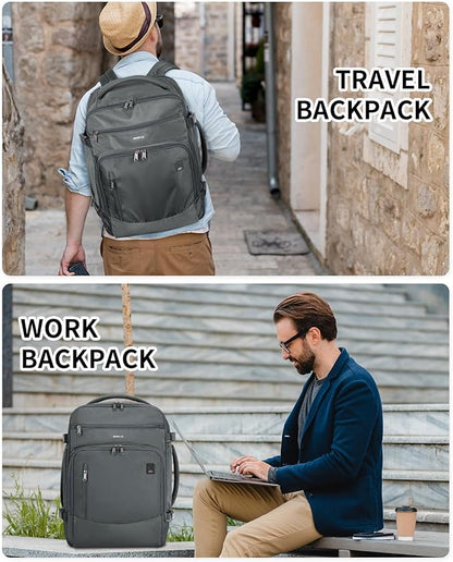ECOHUB Travel Backpack for Men, 18x14x8 Spirit Airlines Personal Item Bag with Clear Toiletry Bag, Laptop Carry on Backpack with USB Port, Airline Approved Under Seat 14 Pockets 30L, Grey