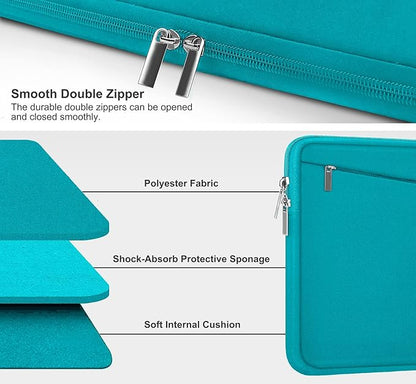 Laptop Sleeve Bag 15.6 inch, Durable Computer Carrying Bag Protective Case Briefcase Handbag with Front Pocket, Slim Laptop Case Cover for 15.6 Inch HP, Dell, Lenovo, Asus, Notebook, Light Blue