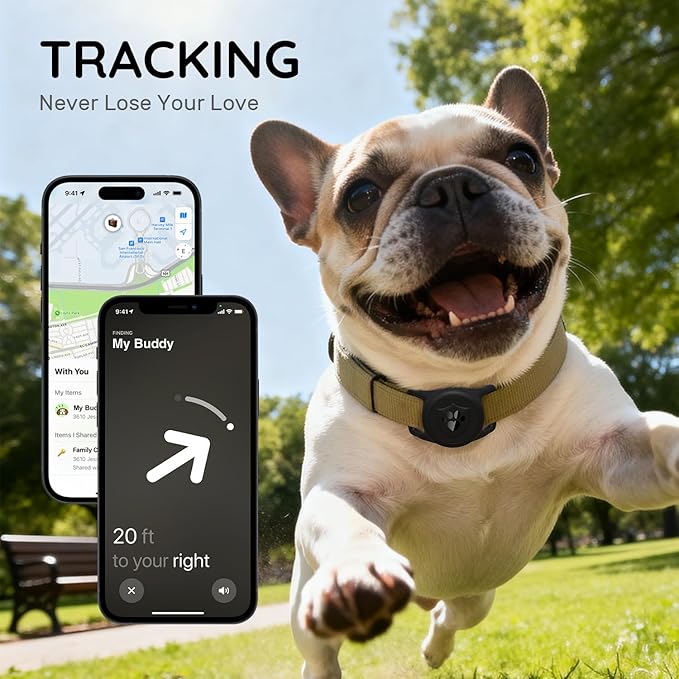 for AirTag Dog Collar Holder, Dog Air Tag Holder, IP68-Waterproof | Lightweight Silicone | Anti-Lost | Ultra-Durable | Compatible with Apple AirTags (Black)