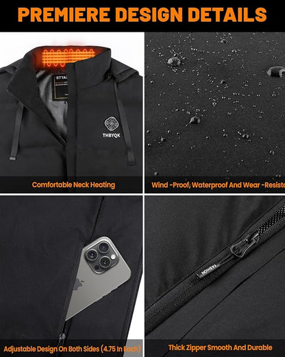 21 Heated Zones Heated Vest, with 40000mAH 7.4V Battery Pack Heated Vest for Men & Women, 5 in 1 Smart Controller