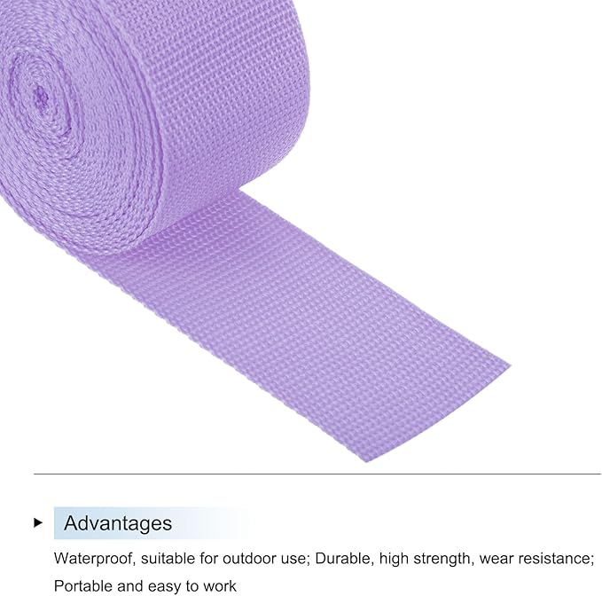 MECCANIXITY Lightweight Polypropylene Webbing Strap 2" 5 Yard Backpack Strapping Band Lavender Purple for Outdoor Luggage Cargo Straps