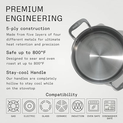 Made In Cookware - 6 Quart Stainless Steel Stock Pot With Lid - 5 Ply Stainless Clad - Professional Cookware - Crafted in Italy - Induction Compatible