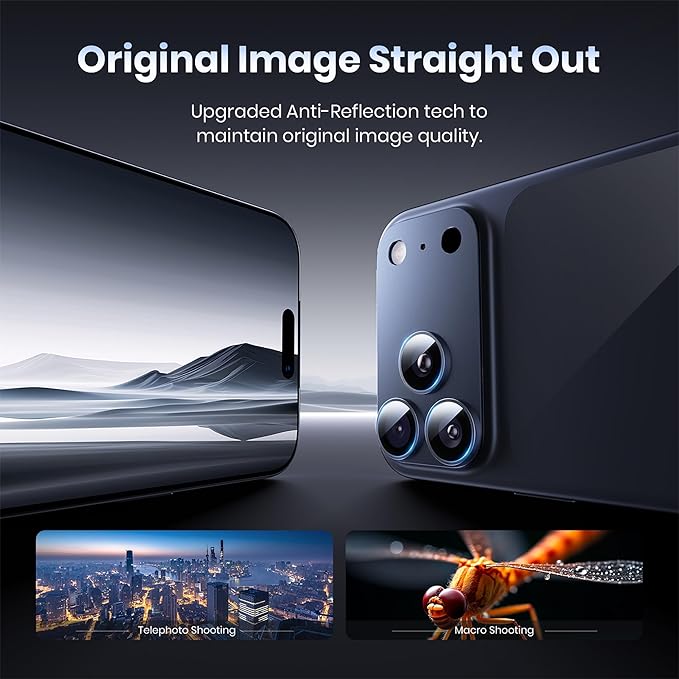 Hoerrye for iPhone 17 Pro Max Camera Lens Protector - [12FT Shatterproof Military Grade] [Strong Adsorption] 9H+ Tempered Glass Camera Screen Full Protective Cover Case Friendly,Deep Blue