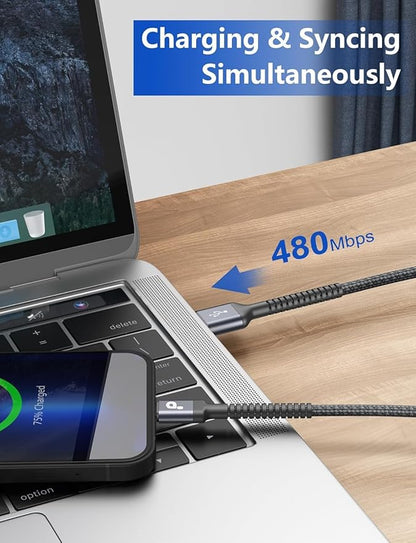 USB to Lightning Cable 6FT [Apple MFi Certified] iPhone Charger Cable Nylon Braided USBA to Lightning Cable,iPhone Cord Compatible with iPhone 14 13 12 11 Pro Max 8 7 and More-2Pack Silver