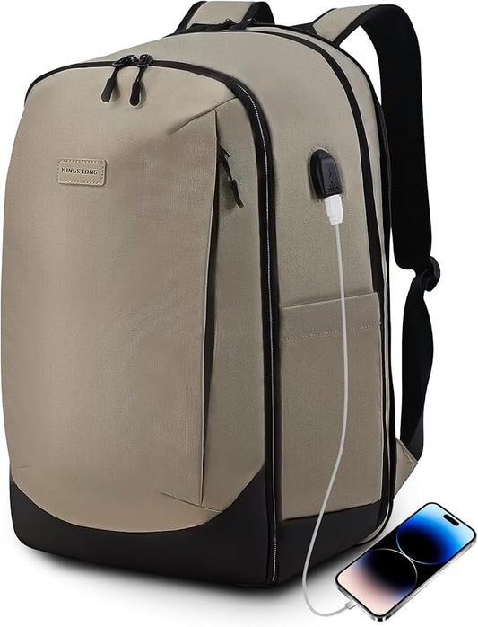 Travel Backpack: Carry on Expandable Back Pack for Laptop Hiking Business Water Resistant Lightweight for Men and Women Brown