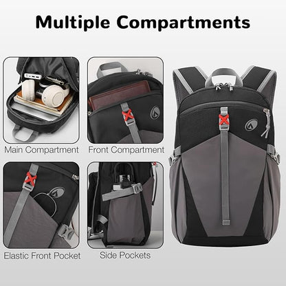 12L Small Lightweight Hiking Backpack Daypack with Phone Pocket for Kids, Mini Travel Backpack for Men, Black
