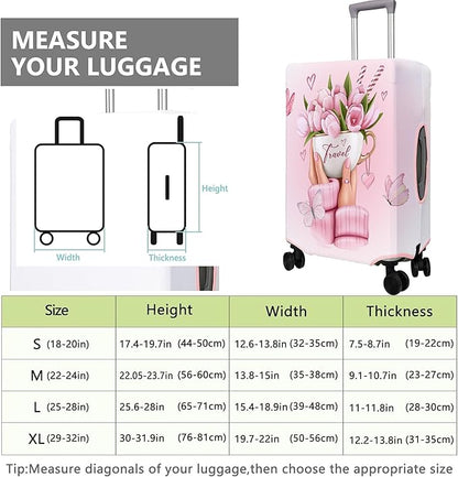 Travel Luggage Cover Suitcase Protector Fits 18-32 Inch Wheel Covers PatternedTravel Related Items Flower Luggage Protector Elastic M