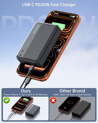 2-Pack 5V 2A Heated Vest Battery Pack Ultra-Compact Small 10000mAh Power Bank for Burngogo/Rrtizan/Soleilwear/Yolikeb Tidewe/Kovnlo Electric Heating Jacket/Stadium Seat Cushion/Coat/Blanket