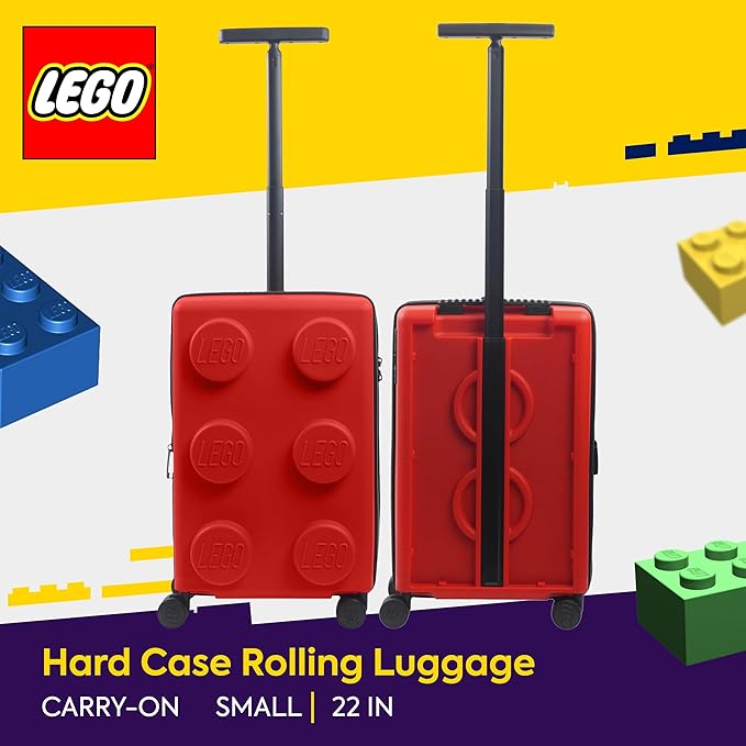 Concept One LEGO 22 Inch Carry On Luggage, Signature Trolley Expandable Hardshell Rolling Suitcase with Spinner Wheels, Red