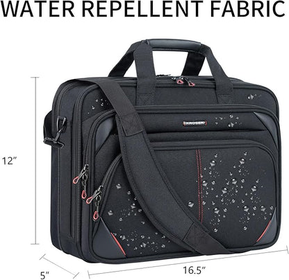 KROSER Laptop Bag 15.6 Inch Briefcase Messenger Bag Water Repellent Computer Case Shoulder Bag Durable Tablet Sleeve with RFID Pockets for Business/College/Women/Men - Black/Red