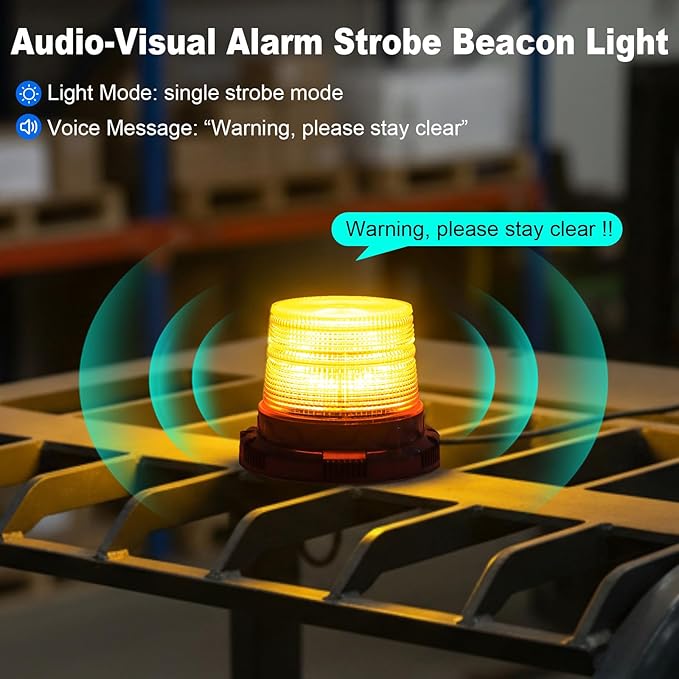 Radar Motion Alarm System Safety Warning, Magnetic Forklift Safety Light 3‑Pack with Radar Sensor, Flashing LED Amber Strobe Light with Voice Alarm for Enhanced Warehouse Safety, DC 12–100V