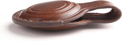 Genuine Leather Keychain Holder Compatible with AirTag - Secure Case Cover Key Ring Chain Fob Accessories Intended for Air Tag - Dark Brown (2 Pack)
