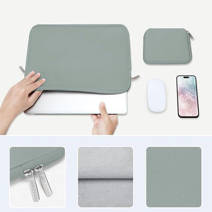 MOSISO Laptop Case 13.3 inch, 13-13.3 inch Laptop Sleeve Bag Compatible with MacBook Air/Pro 13/Pro 14 M5 M4 M3 M2 M1, HP Dell ASUS Lenovo, Neoprene Computer Sleeve Bag with Small Case, Antique Green