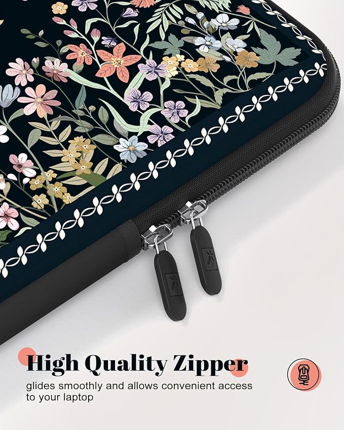 iCasso Laptop Sleeves 13 inch,Cute Laptop Carrying Case Black,13-13.6 inch Computer Sleeve Bag Compatible with MacBook Air Pro 13/14, HP Dell ASUS Lenovo Chromebook Notebook