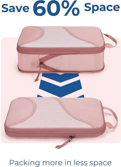 BAGSMART Compression Packing Cubes - 6 Set Travel Packing Cubes for Suitcases, Compression Suitcase Organizers with Shoe Bag