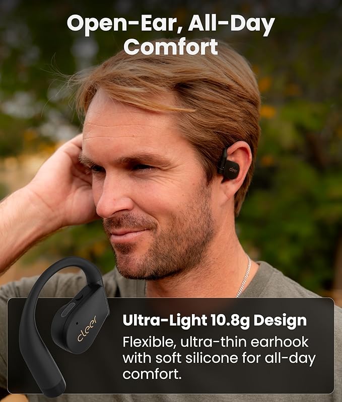Cleer ARC 4 Plus Open Ear Earbuds,True Wireless Bluetooth Earphones with Dolby Audio and Head Tracking, Earhook Earbuds with 34H Playtime, IPX7 Waterproof Sports Headphones for Workout, EQ, Black