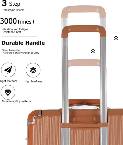 feilario 20in Hardshell Carry-On Luggage, Aluminum Frame Zipperless Suitcase with Brake Wheels, TSA-Accepted Lock & Side Hooks (Brown (zipperless closure), 20in)