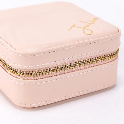 Angelina's Palace Personalized Jewelry Case with Name Engraved,Custom Leather Travel Jewelry Organizer Box for Rings,Earrings,Necklaces,Birthday Bridesmaid Gift For Women