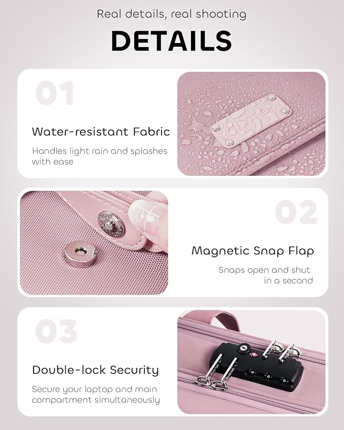 Rolling Laptop Bag Women, Rolling Briefcase for Women with Dual Lock, 17 Inch Computer Bag with Wheels, Roller Underseat Carry On Luggage Personal Item Suitcase for Work Travel Business
