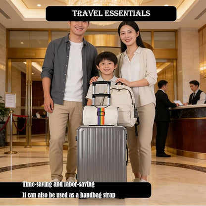 Multi Use Strong Adjustable Luggage Connector Straps， Elastic Adjustable Luggage Strap, Multifunctional Elastic Luggage Strap with Buckle, Convenient to Carry, Easy to Travel (colorful-5PCS)