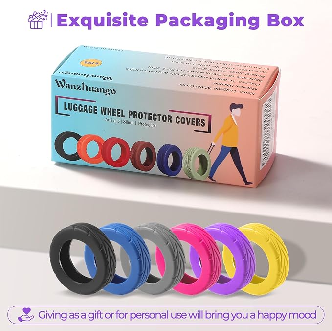8 Pcs Upgrade Luggage Wheel Covers, Carry On Luggage Suitcases,Wear-Resistant, Anti-Noise, Silicone Wheel Protective Covers for 2-2.4" Spinner Wheel,Essential Travel Accessories (Purple)