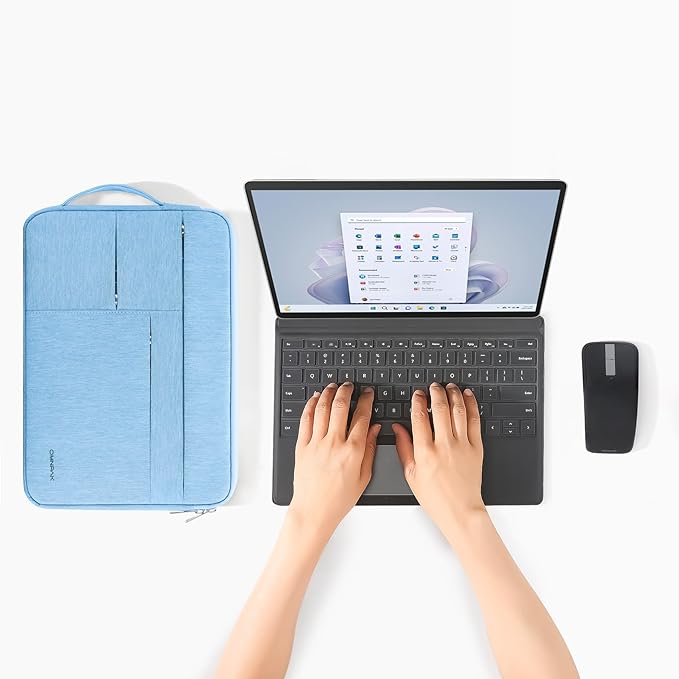 Omnpak Surface Pro 11 Case,13 inch Laptop Sleeve for Surface Pro 12/11/10/9/8/X/7/6/5/4/3 with Multi-Pocket and Side Handle Strap,Water-Resistant Laptop Carrying Bag