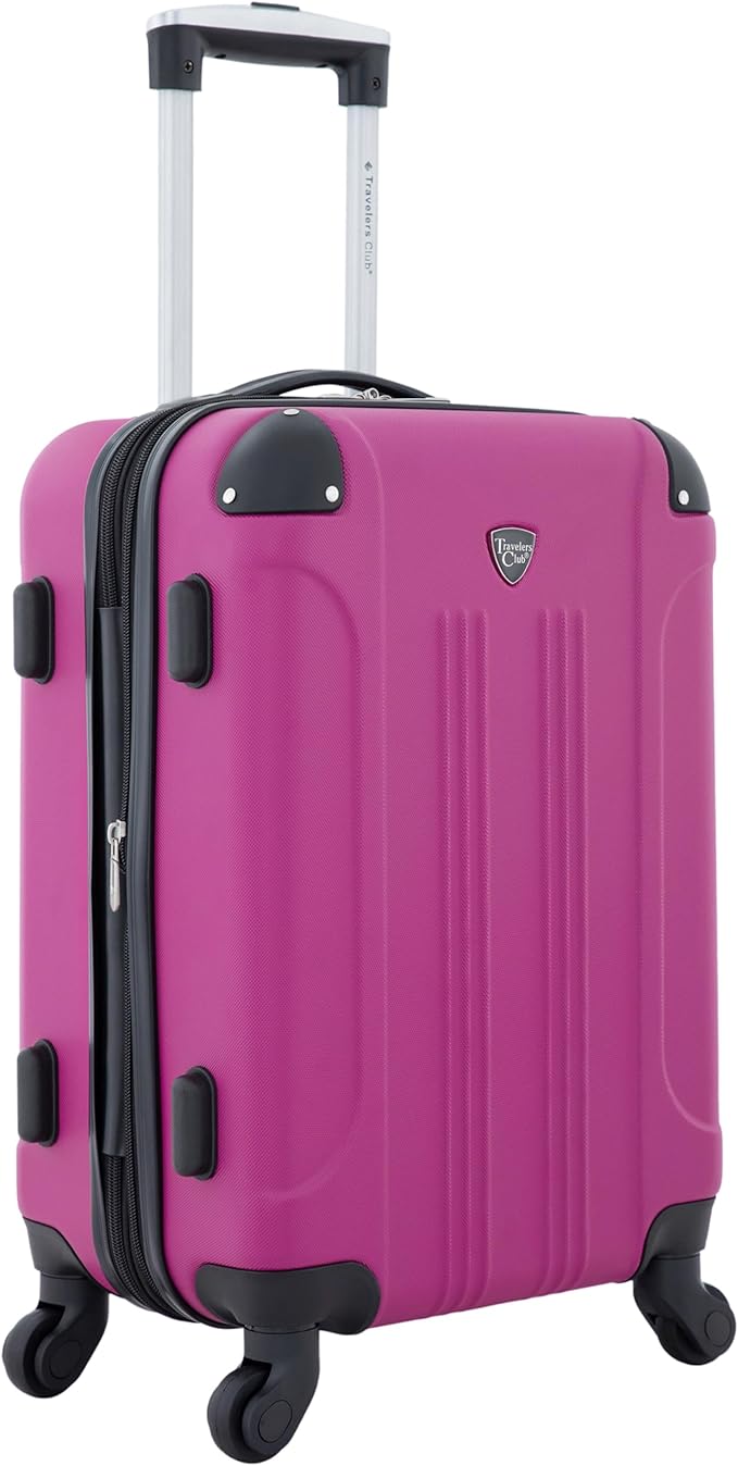 Travelers Club Chicago Hardside Expandable Spinner Luggage, Fuchsia, 20" Carry-On