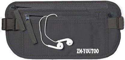 Money Belt for Travel - Hidden Travel Pouch Protect Your Credit and Money With RFID Blocking Passport Holder Waist Wallet (gray)