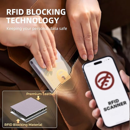 RUNBOX Wallet for Men Slim Rfid Leather 2 ID Window With Gift Box