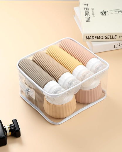 Travel Bottles 8 Pack, TSA Approved 3 oz Toiletries Containers, Leak Proof Silicone Squeezable Essentials Jars with Clear Bag