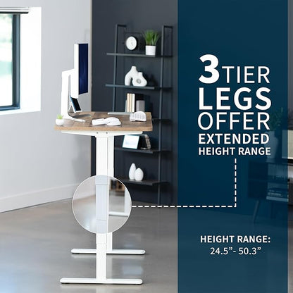 VIVO Electric 55 x 28 in Dual Motor Sit Stand Desk, Memory Height Adjustment, 2B Series, Reclaimed Wood Top White Frame, DESK-KIT-2W55P