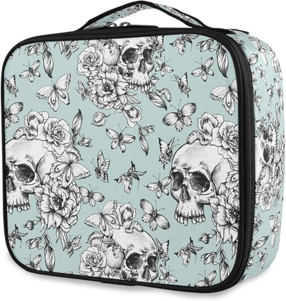 MNSRUU Women Makeup Bag Vintage Goth Skull Makeup Bag Organizer Travel Cosmetic Bag for Teenage Girl Clear Make Up Bags with Zipper