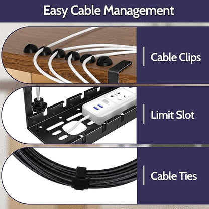 Shikha 2 Pack Cable Management Under Desk, 15.7"-31" Retractable Cable Management Tray, No Drilling Cord Organizer with Clamp for Desk, Under Table Wire Management Tray for Home Office