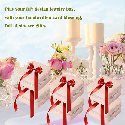 Travel Jewelry Case Bridesmaid Gifts Box,6 Pack Small Jewelry Box Mini Jewelry Organizer,PU Leather Portable Earring Storage Box for Women Girls Bridesmaid Proposal Gifts