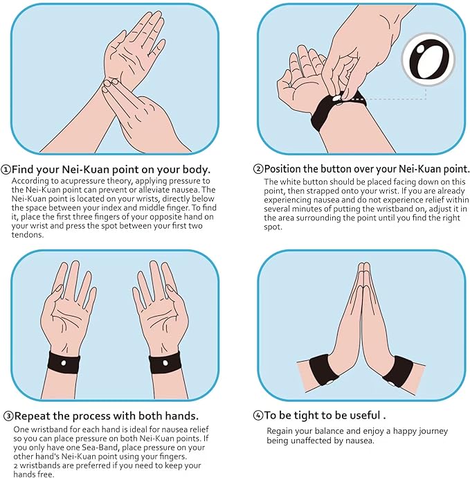 10 Pairs Motion Sickness Bands – Natural Anti Nausea Acupressure Wristbands for Morning & Motion Sickness Relief – Ideal for Car, Cruise & Flight Travel – for Adults and Kids